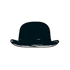 Black and white sketch of a hat with transparent background