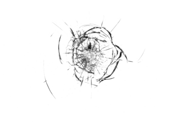 Broken glass from a bullet. Texture of broken glass.