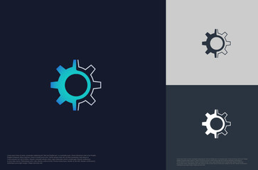gradient gear and line industry machine concept logo Template Design Vector