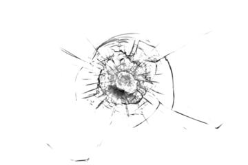 Broken glass from a bullet. Texture of broken glass.