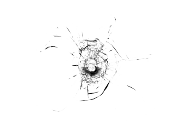 Broken glass from a bullet. Texture of broken glass.