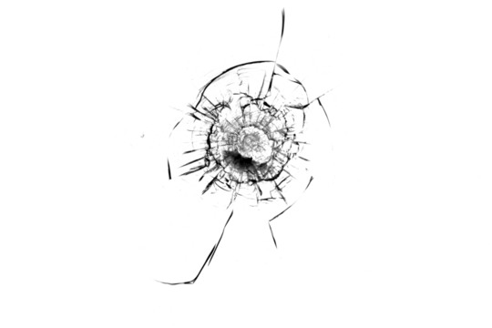 Broken glass from a bullet. Texture of broken glass.