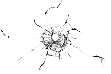 Broken hole in glass transparentabstract