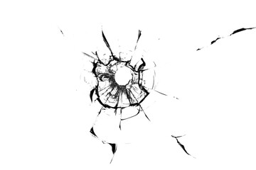 Broken hole in glass transparentabstract