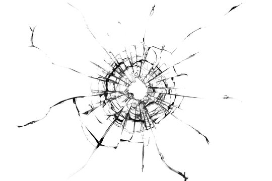 Broken hole in glass transparentabstract