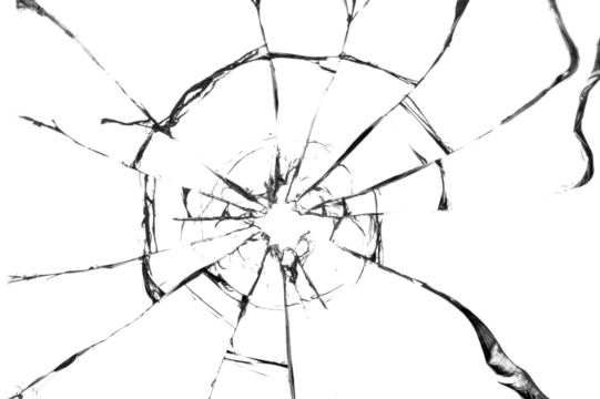 Broken hole in glass transparentabstract