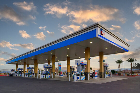 Gas station, Chevron.