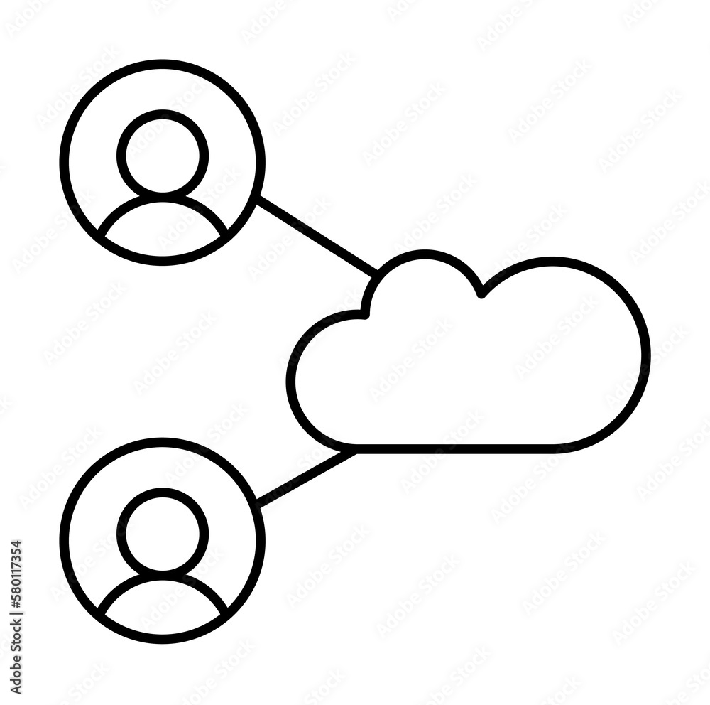 Poster cloud computing, users, seo icon. simple line, outline elements of commerce icons for ui and ux, web