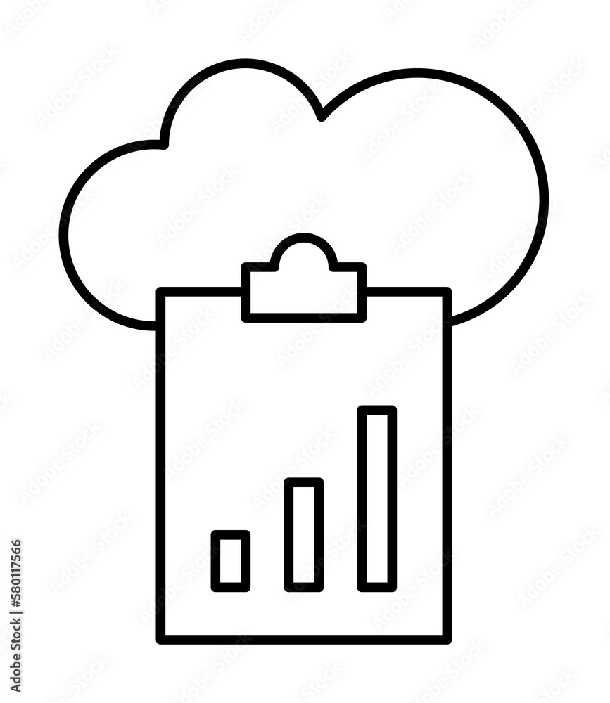 Poster cloud and clipboard chart icon. simple line, outline elements of commerce icons for ui and ux, websi