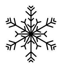 Snowflake icon. Christmas and winter theme. Simple outline illustration on white background