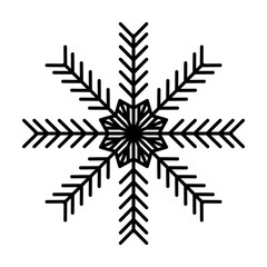 Snowflake icon. Christmas and winter theme. Simple outline illustration on white background