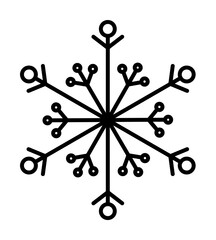 Snowflake icon. Christmas and winter theme. Simple outline illustration on white background