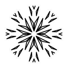 Snowflake icon. Christmas and winter theme. Simple outline illustration on white background