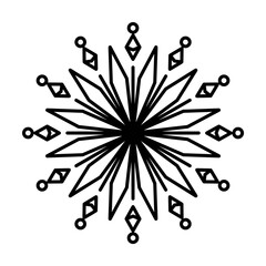 Snowflake icon. Christmas and winter theme. Simple outline illustration on white background