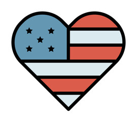 Love heart USA icon. Simple color with outline elements of America icons for ui and ux, website or mobile application on white background