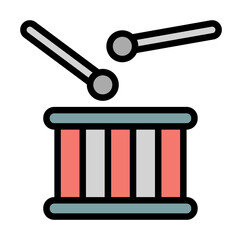 Drum music USA flag icon. Simple color with outline elements of America icons for ui and ux, website or mobile application on white background