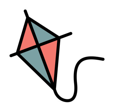 recommend clip art: Flying kite USA flag icon. Simple color with outline elements of America icons for ui and ux, website or mobile application on white background