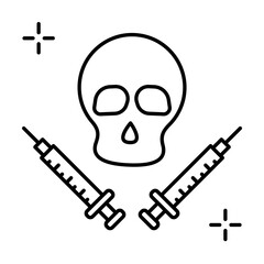 Injection, narcotic, addictions icon. Simple line, outline elements of addictive human for ui and ux, website or mobile application on white background
