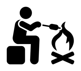 Man adventure cooking bonfire icon. Element of pictogram adventure illustration