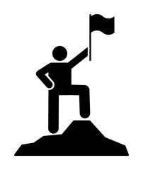 Man adventure flag mountain icon. Element of pictogram adventure illustration