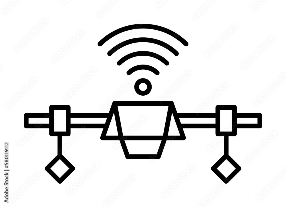 Poster drone connection icon. simple line, outline of artificial intelligence icons for ui and ux, website 