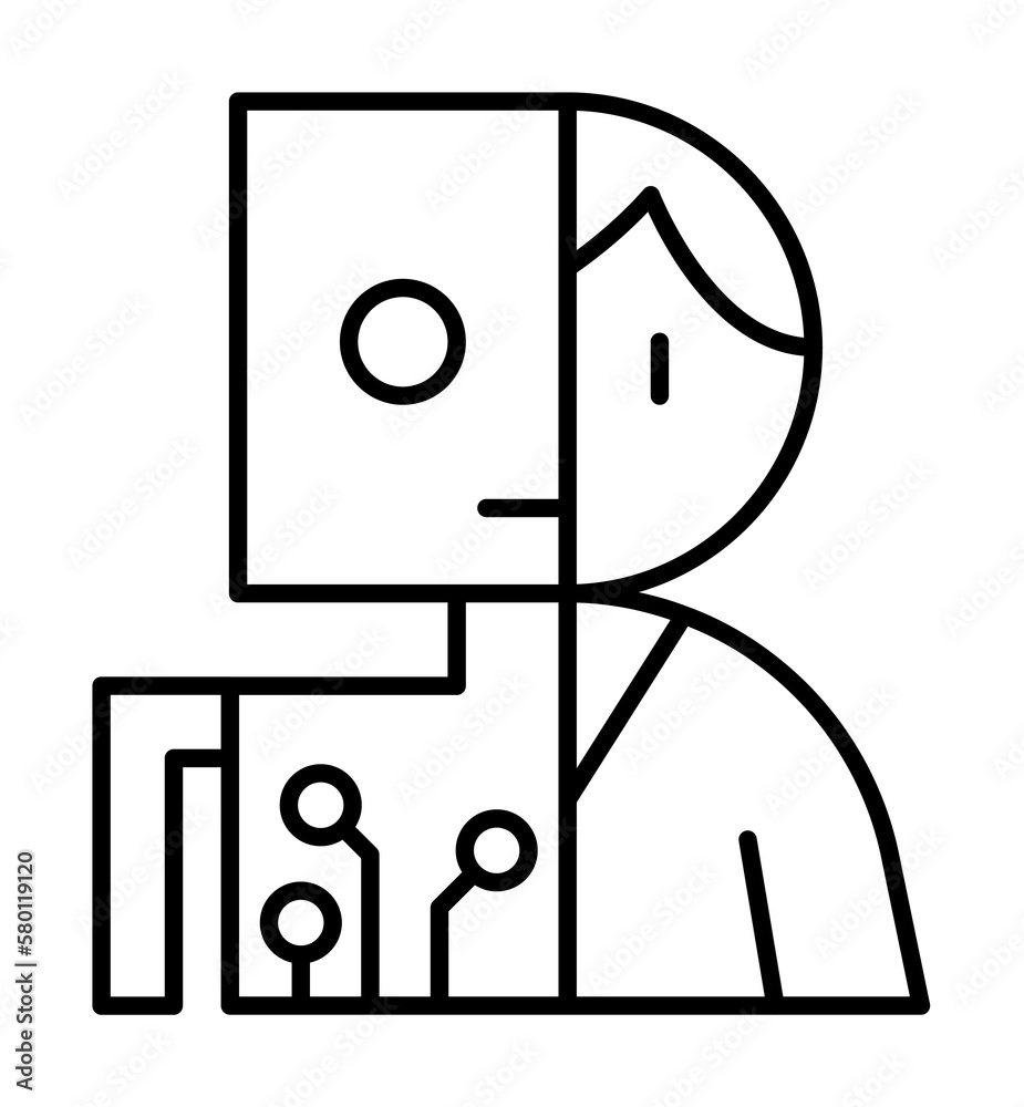 Poster robot man humanoid icon. simple line, outline of artificial intelligence icons for ui and ux, websit