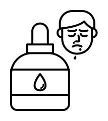 Nasal spray, allergic face icon. Element of problems with allergies icon. Thin line icon for website design and development, app development. Premium icon on white background