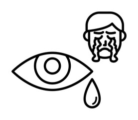 Cry, eye, tear, allergic face icon. Element of problems with allergies icon. Thin line icon for website design and development, app development. Premium icon on white background