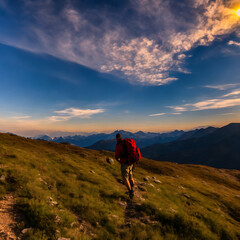 Fototapeta premium Backpacking mountains [IA Generativa]
