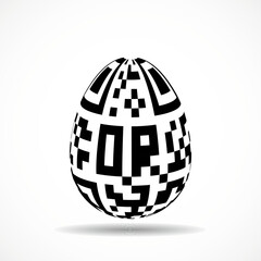 Egg with binary code inside isolated on white background. Vector illustration