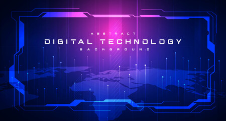 Abstract digital technology futuristic circuit blue pink background, Cyber science tech, Innovation communication future, Ai big data, internet network connection, Cloud hi-tech illustration vector