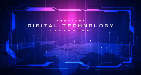 Abstract digital technology futuristic circuit blue pink background, Cyber science tech, Innovation communication future, Ai big data, internet network connection, Cloud hi-tech illustration vector © PST Vector