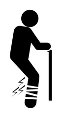 Leg, difficulty, patient icon. Element of amyotrophic lateral sclerosis icon on white background