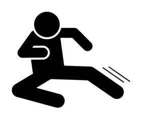 Flying man kick icon. Simple pictogram of fighting icons for ui and ux, website or mobile application on white background