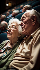 Theater Enthusiasts: Elderly Couple Delighting in the Dramatic Show (created with Generative AI)