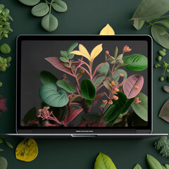 Green Productivity: A Laptop with Plants in the Background