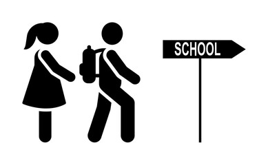 School way go students pictogram icon on white background