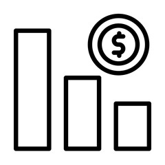 chart coin dollar icon. Simple line, outline elements of bankruptcy icons for ui and ux, website or mobile application on white background