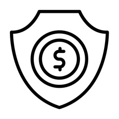 shield coin dollar icon. Simple line, outline elements of bankruptcy icons for ui and ux, website or mobile application on white background