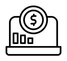 notebook coin dollar icon. Simple line, outline elements of bankruptcy icons for ui and ux, website or mobile application on white background