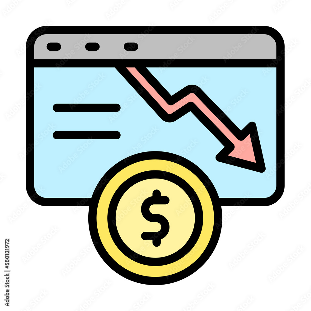 Poster web site arrow coin dollar icon. simple color with outline elements of bankruptcy icons for ui and u