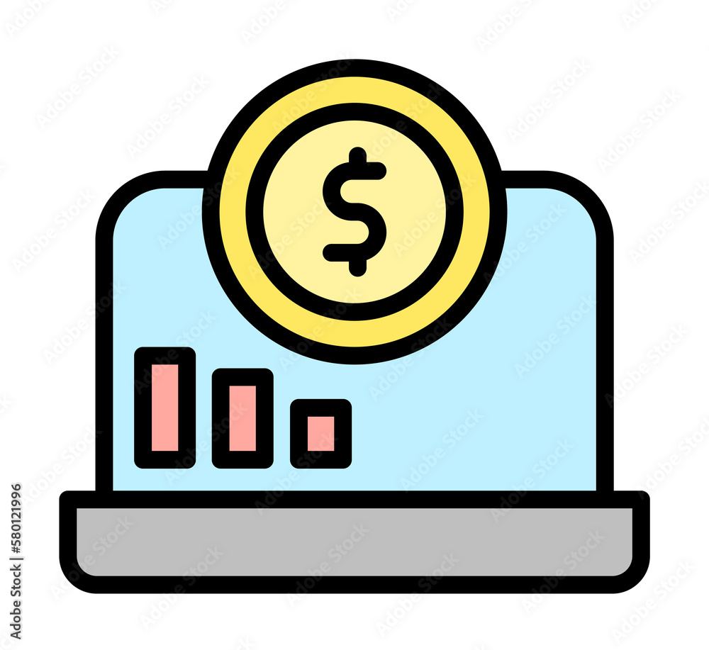 Poster notebook coin dollar icon. simple color with outline elements of bankruptcy icons for ui and ux, web