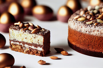 Easter-themed chocolate cake with nuts