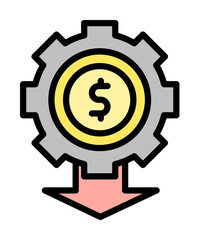 gear arrow dollar icon. Simple color with outline elements of bankruptcy icons for ui and ux, website or mobile application on white background