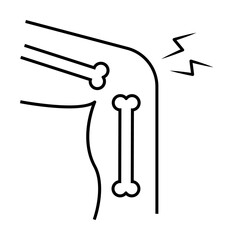 Bone leg broken pain icon. Simple line, outline of human skeleton icons for ui and ux, website or mobile application on white background on white background