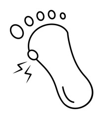 Foot ache injury icon. Simple line, outline of human skeleton icons for ui and ux, website or mobile application on white background on white background