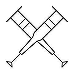 Crutches icon. Simple line, outline of human skeleton icons for ui and ux, website or mobile application on white background on white background