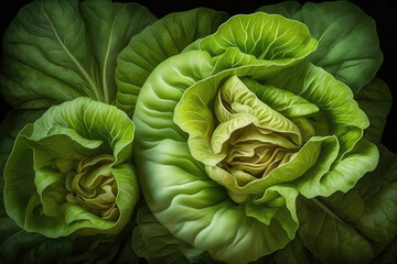 Obraz premium green butter lettuce vegetable or salad background. Generative AI