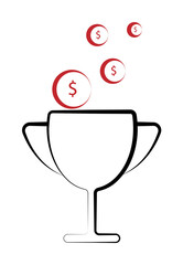Prize cup profits 2 colored line icon. Simple colored element illustration. Prize cup profits outline symbol design from finance set on white background