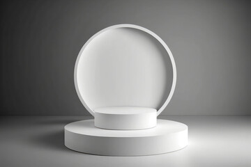 Cylinder podiums on white background. Abstract pedestal scene with geometrical. Generative AI